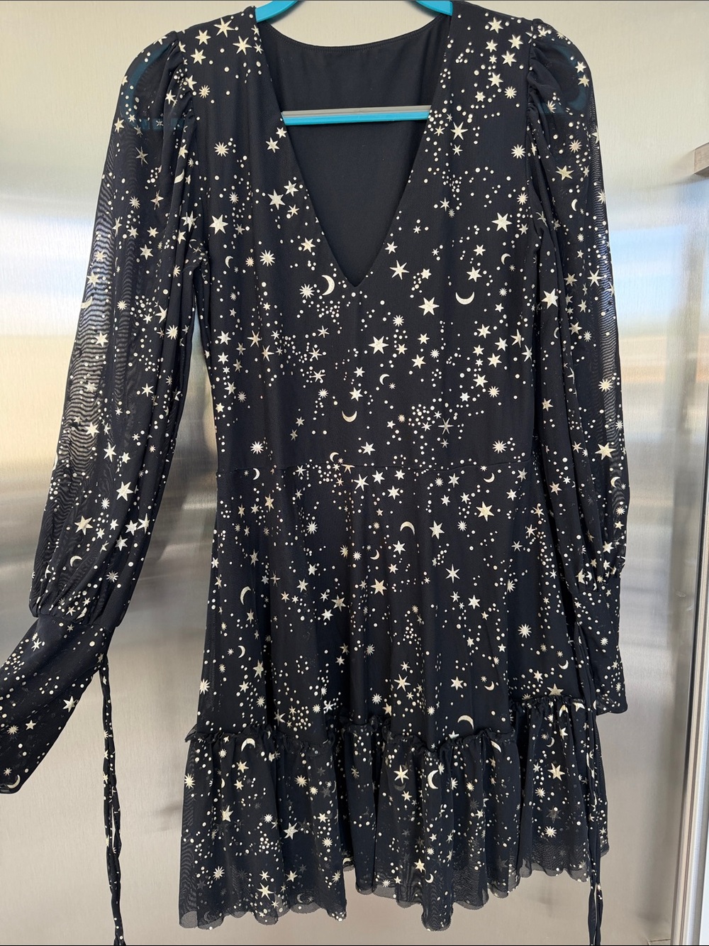 Blackmilk gold foil  Star & Moon Print Long Sleeve Dress